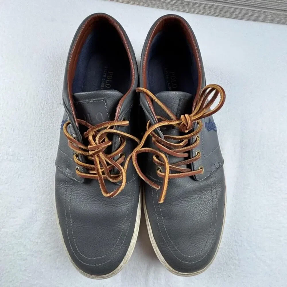 Polo Ralph Lauren Gray Leather Oxford Sneakers Men's Size 12